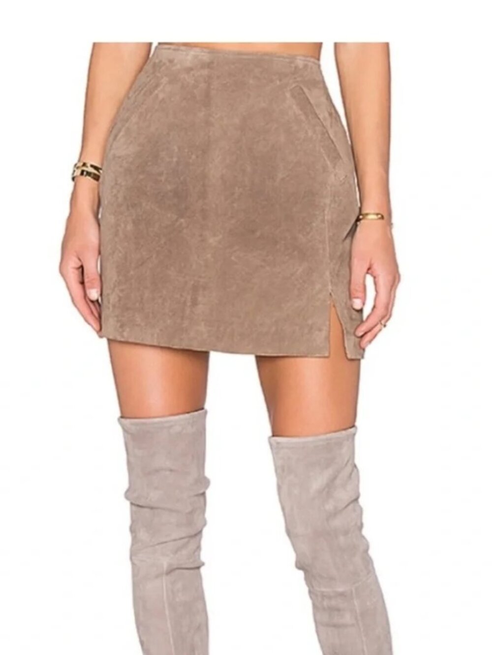 Blank NYC Real Suede in Midnight Toker Tan Mini Skirt Size 31